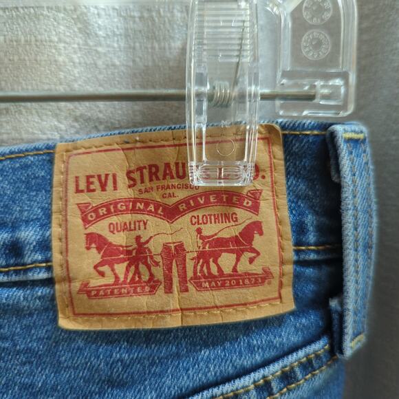 Levis Jeans Womens 29‎ Blue Ribcage Ankle Tapered Raw Hem Button Fly - Picture 7 of 9